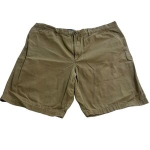 Merona Mens Khaki Tan Chino Shorts Size 42 100% Cotton Flat Front Casual Summer
